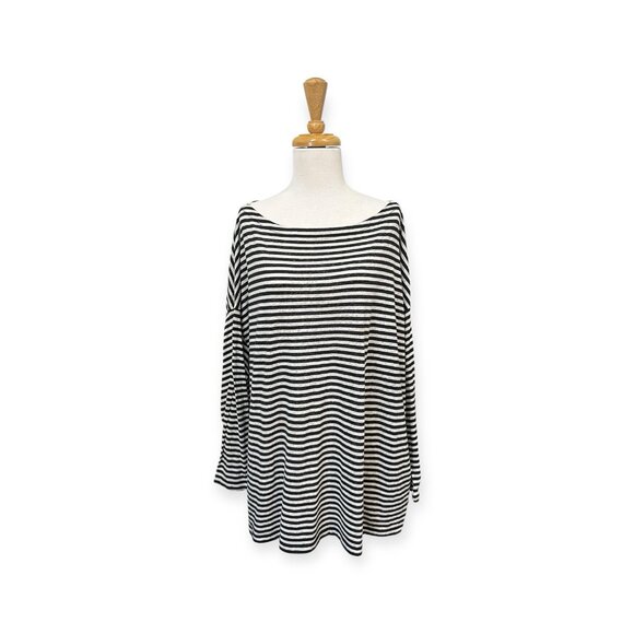 AllSaints Rita Striped Tee Size L Large Black and White Top - Picture 1 of 7